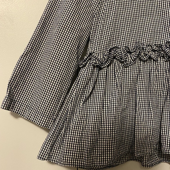 Zara Navy Gingham peplum shirt - Picture 2 of 4